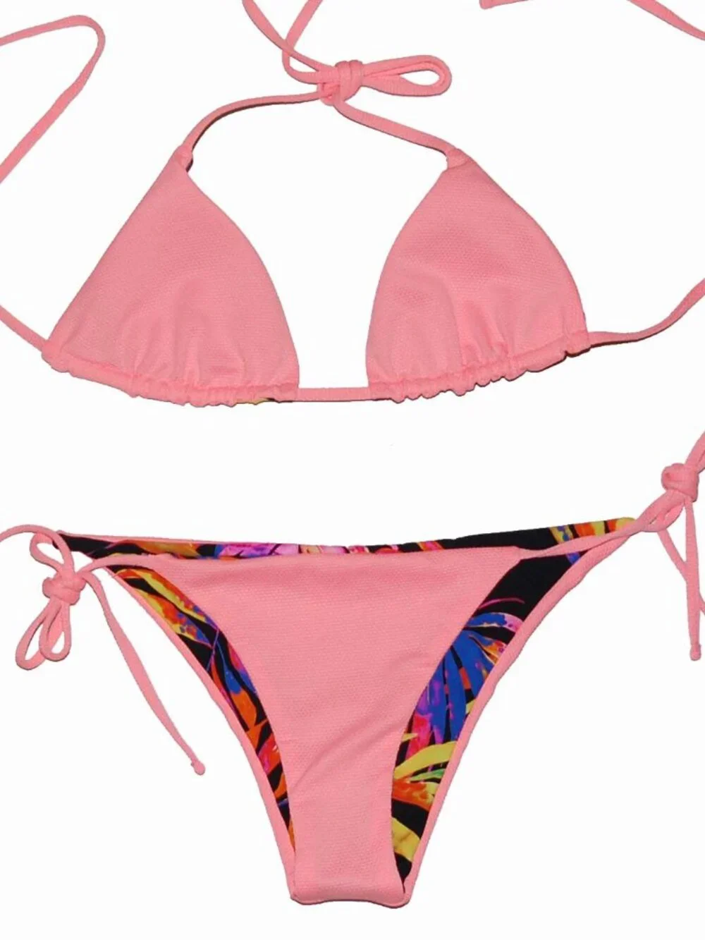 NWT Maaji Triangle Slider Bikini Top & Side Tie Bottom Reversible 2 Piece Set